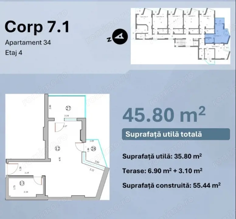 Studio 45,8 mp Mamaia Nord | lângă LIDL pe partea cu marea |cu acces la piscină 
