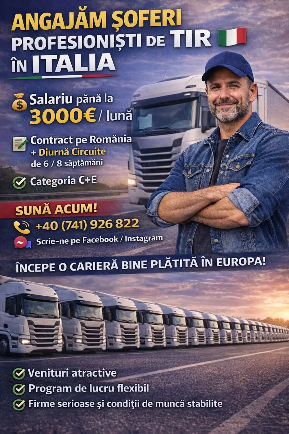 Angajam soferi profesionisti C+E - Transport international