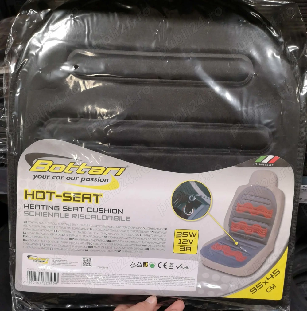 Husă auto 12 V cu încălzire, NOUĂ, alimentare mufa brichetă, Bottari, 40 lei, tel. O75I 55 I I 49