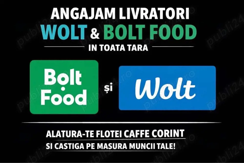 Angajam Livratori Wolt si Bolt Toata Tara