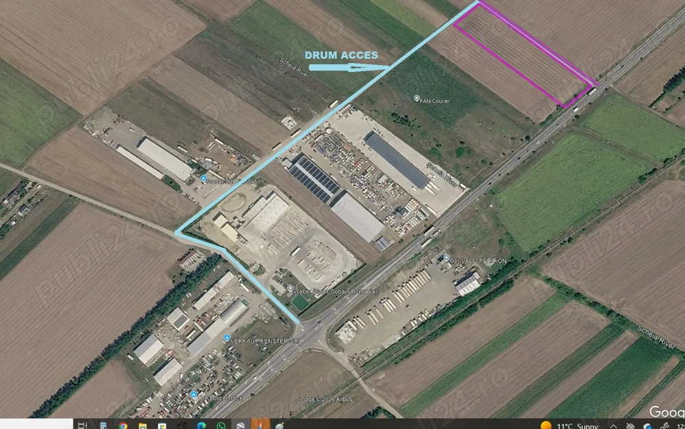 Oportunitate investiție   teren 9.900 mp DN17 E58, PUZ zonă industrială, retail, sowroom, logistica