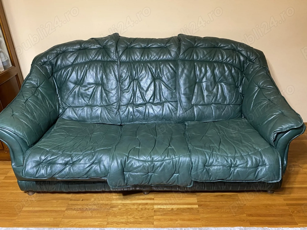Set canapea și doua fotolii piele
