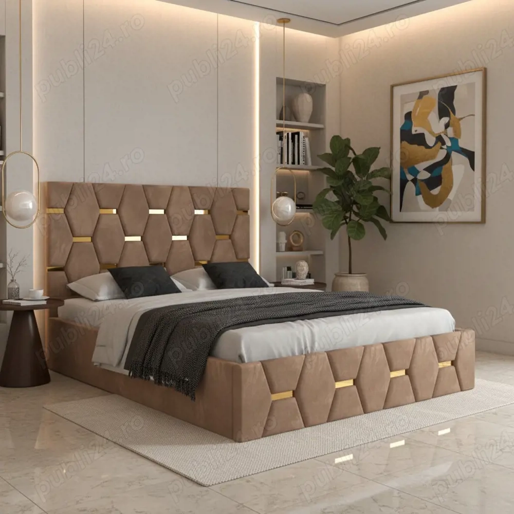 Pat Tapitat Bia Crem Catifea Premium Ofertă limitată Variantă deosebită