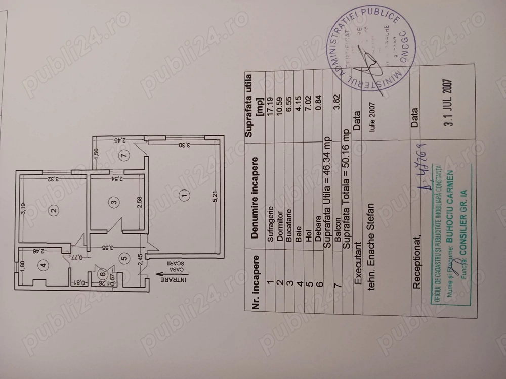 Vând apartament 2 camere decomandate etaj 1
