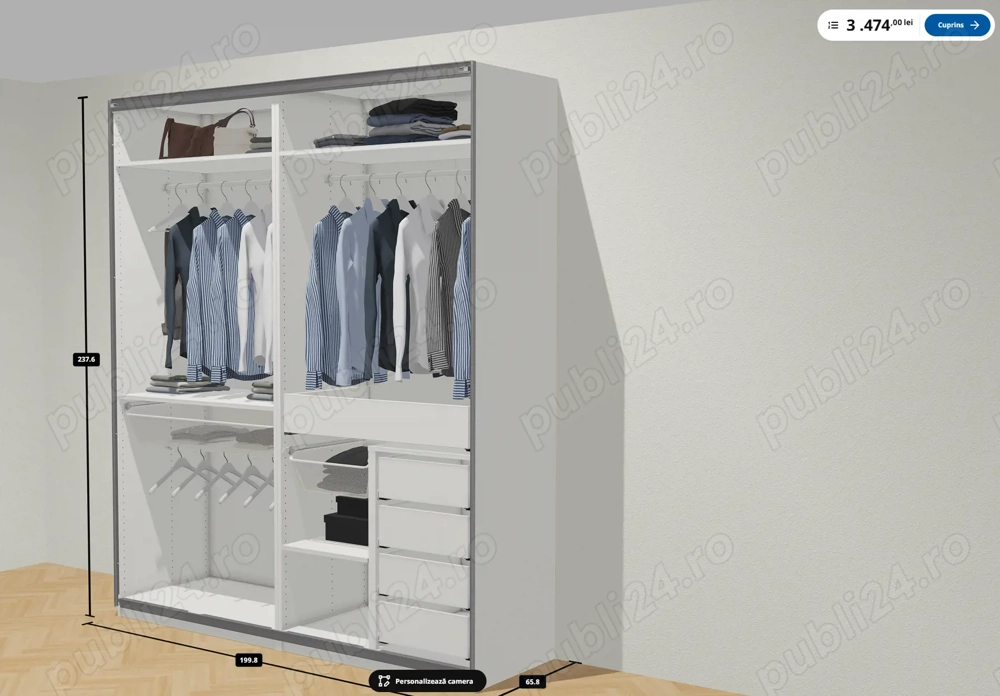 Dulap PAX Ikea cu usi glisante - 200x236x58 cm