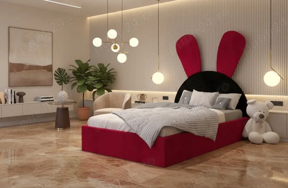 Pat Tapitat Naya Negru Cu Rosu Catifea Premium Comandă acum