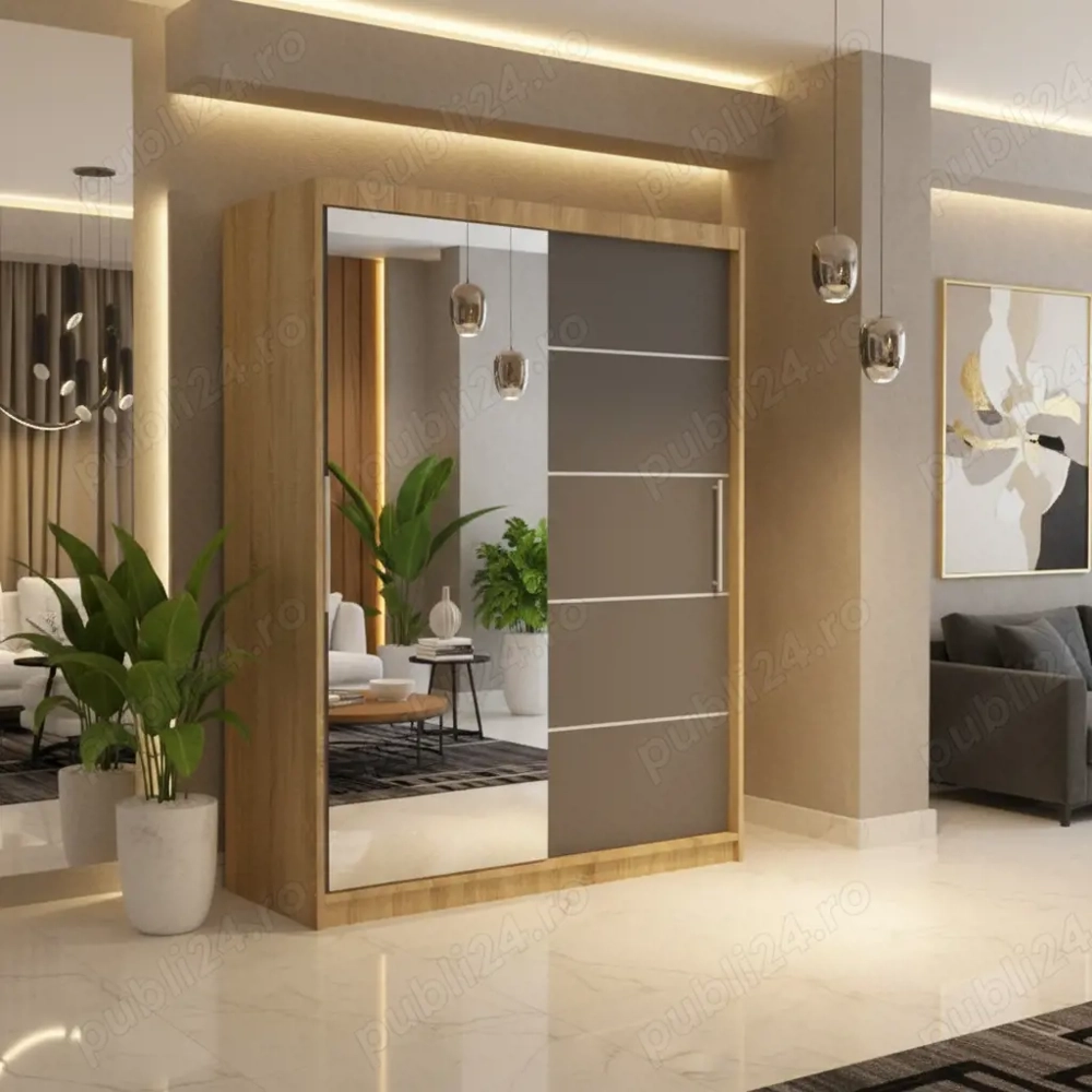 Dresing Delia 150 Sonoma cu Oglinda si Usi Gri Expediere rapidă Alege astăzi mobilă pentru dormitor