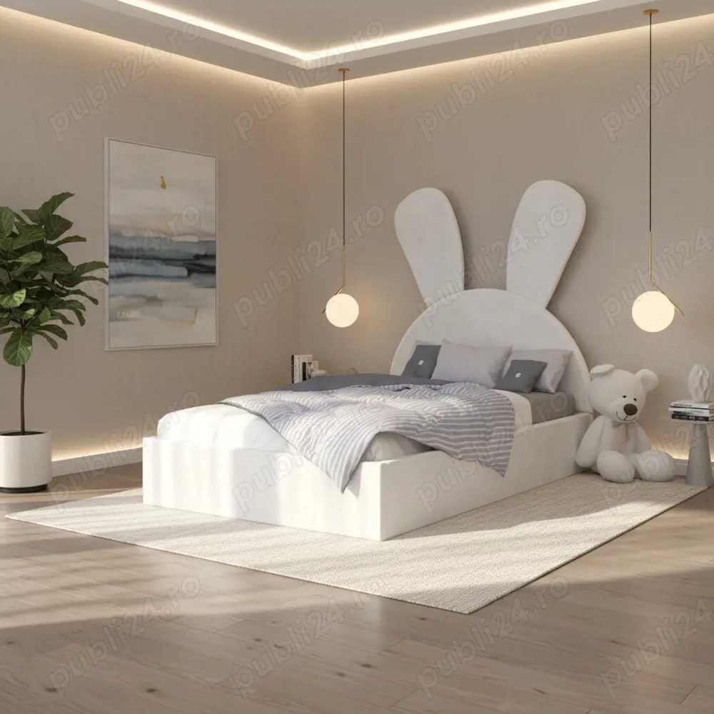 Pat Tapitat Naya Alb Catifea Premium Transport oriunde în România Model premium