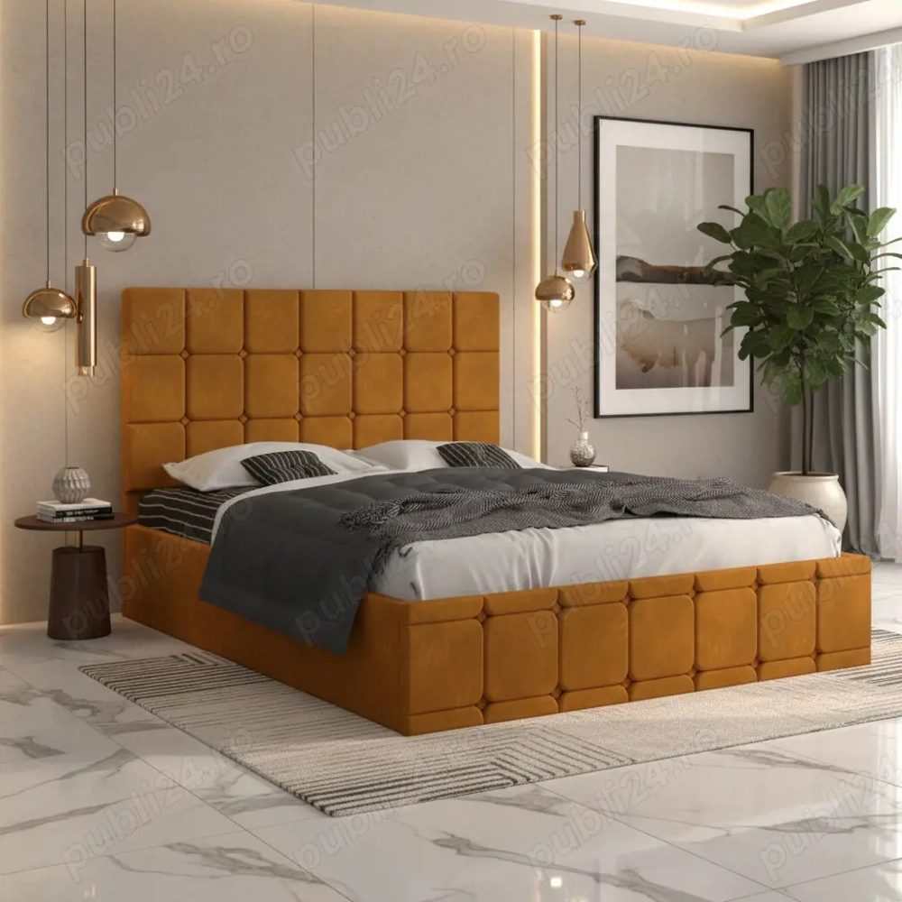 Pat Tapitat Titan Caramiziu Catifea Premium  Finisaje premium Alege rapid seturi dormitor complete