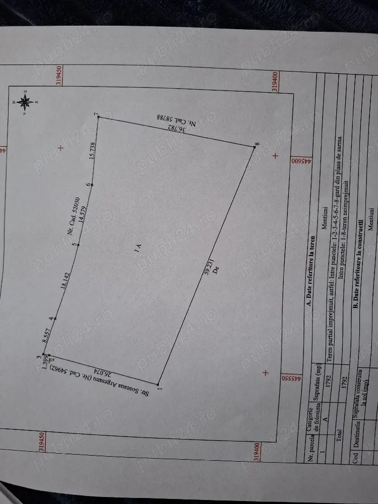 Teren intravilan 27 m deschidere la strada principala