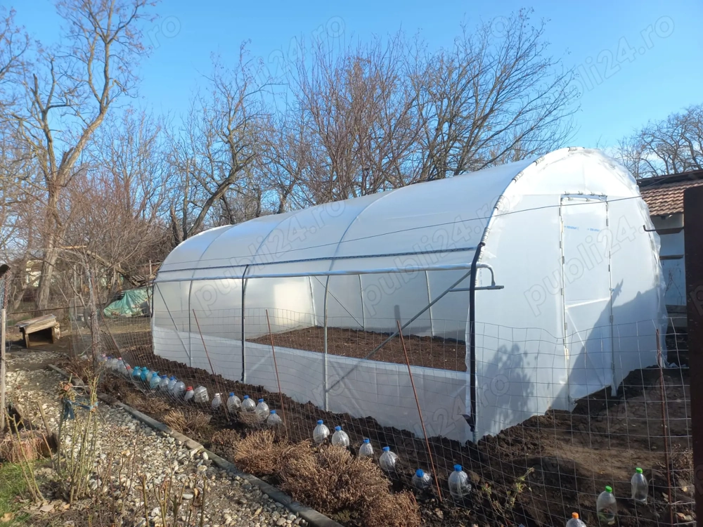 Distribuim solarii gradina complete structura galvanizata folie UV 180 microni garantie 3 ani kit co