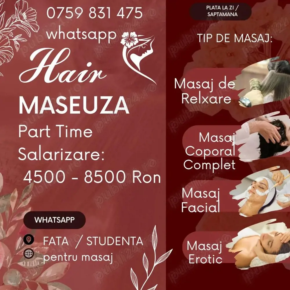 Angajare Part-Time Fata - Studenta pentru Relaxare cu Ulei de Argan Fara Experiență!