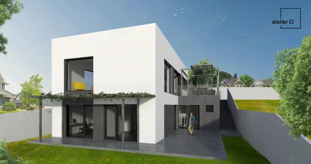 Vilă nouă design mediteranean, proiect deosebit și panoramă- 285.000 E
