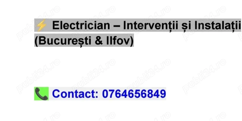 Electrician Intervenții și Instalații (București & Ilfov)