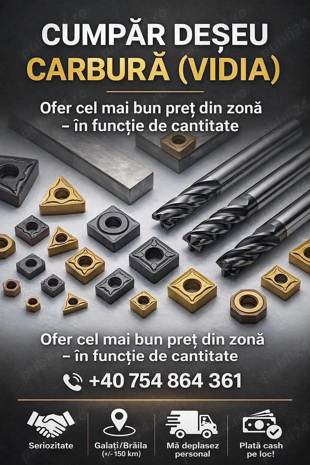 Carbura din placute vidia,freze,burghie 