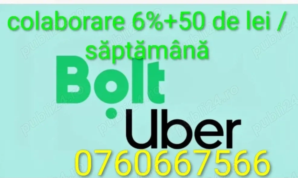 Flota UBER BOLT Comision 6% +50 lei 