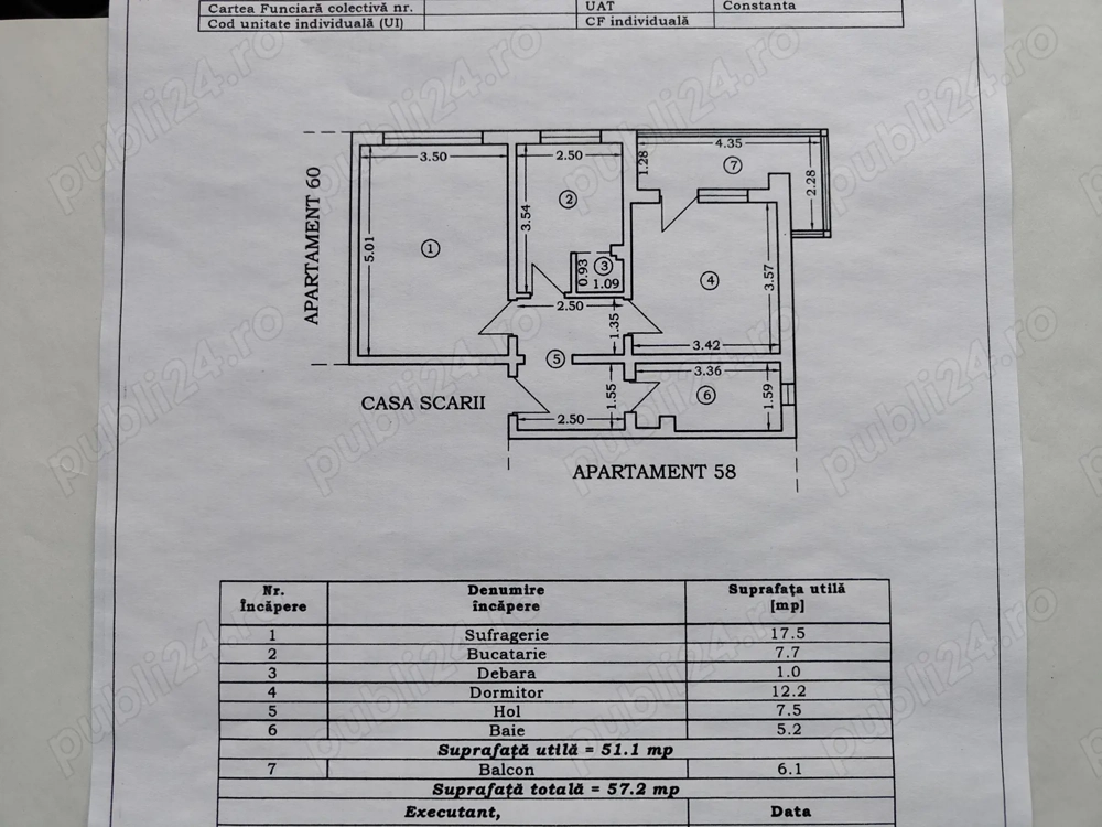Apartament 2 camere, Tomis nord, 57mp
