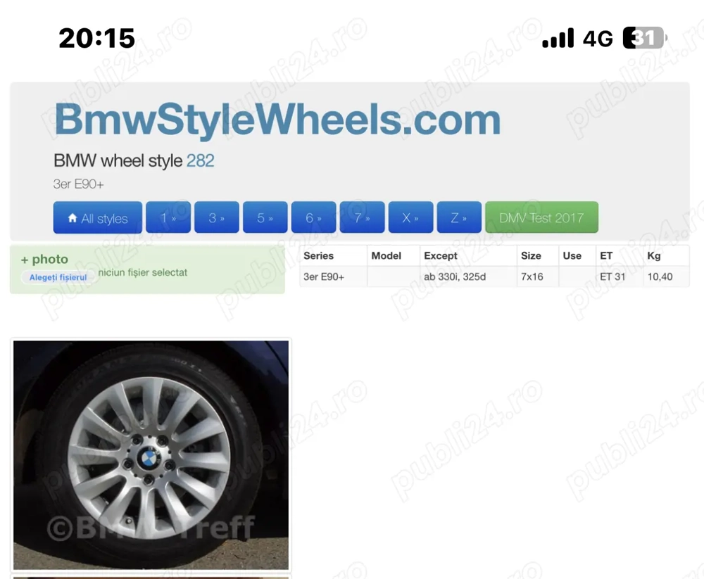 Vând jante BMW seria 3
