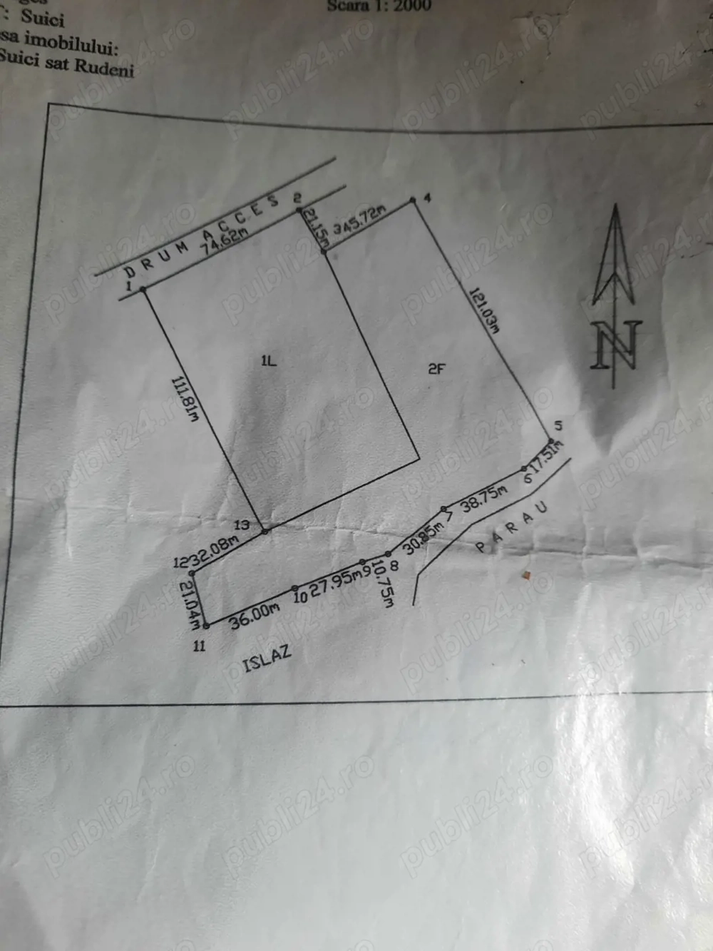 Vand teren intravilan 10000mp in comuna Suici, sat Rudeni, Arges