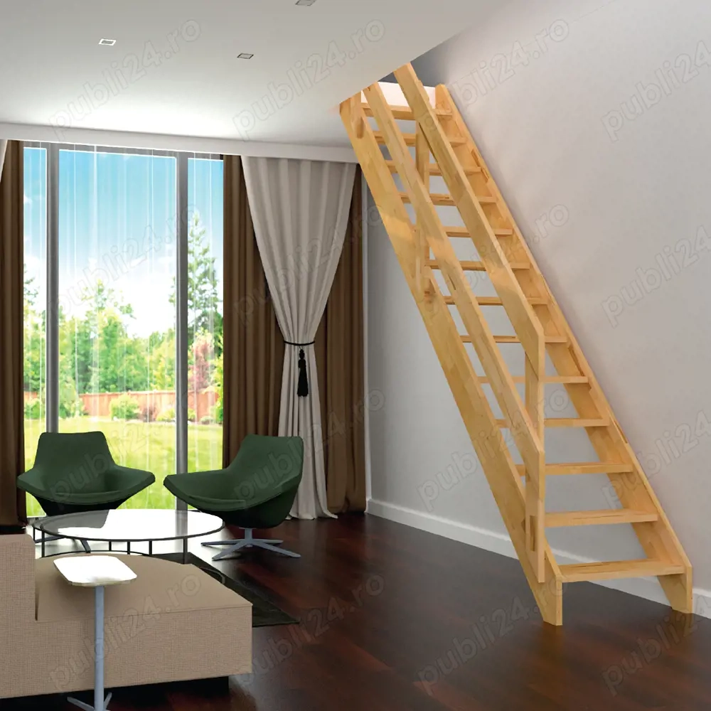 Scara Rustic - lemn masiv brad fag, nelacuita, personalizabila