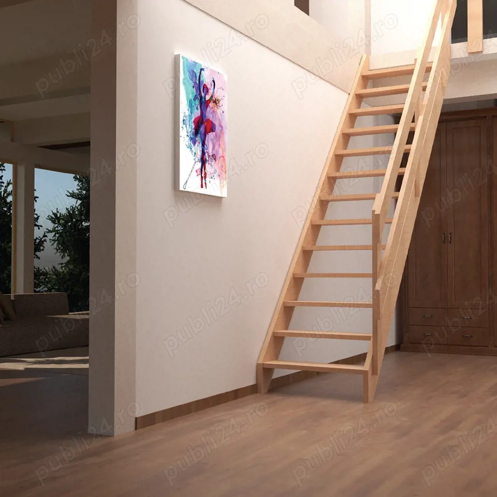 Scara din lemn masiv Rustic - brad sau fag, lat. 60 70cm
