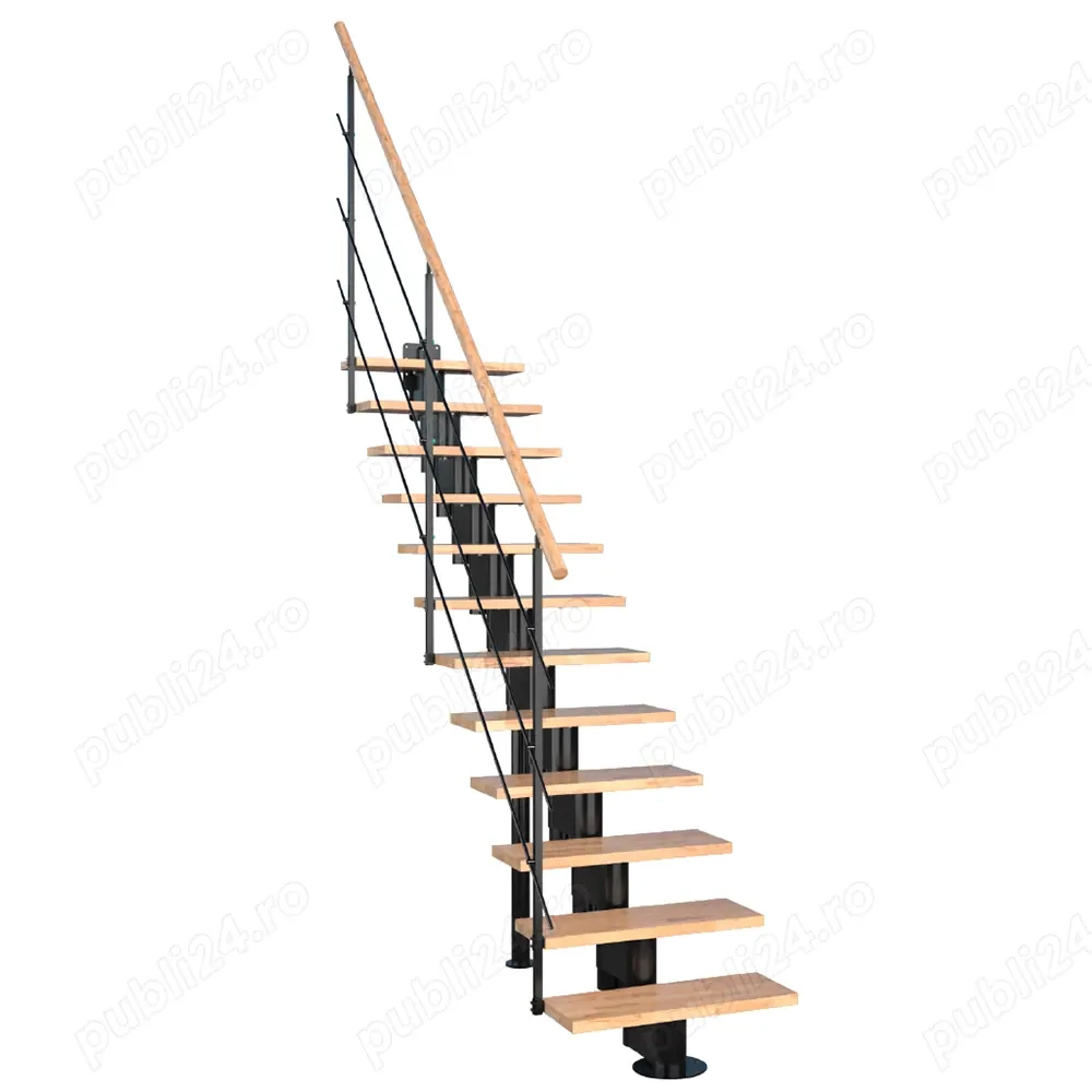Scara interioara London - structura metal + trepte fag