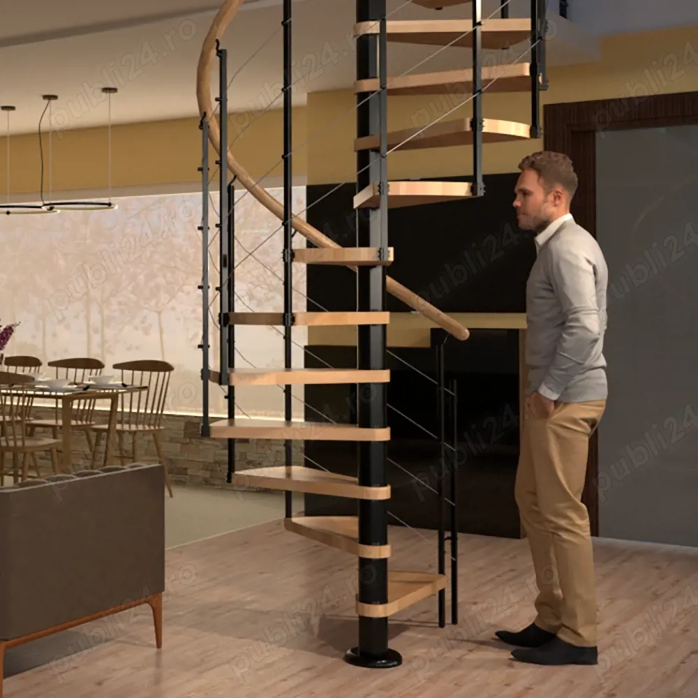 Scara interioara Cyva - spirala lemn fag + metal, compacta