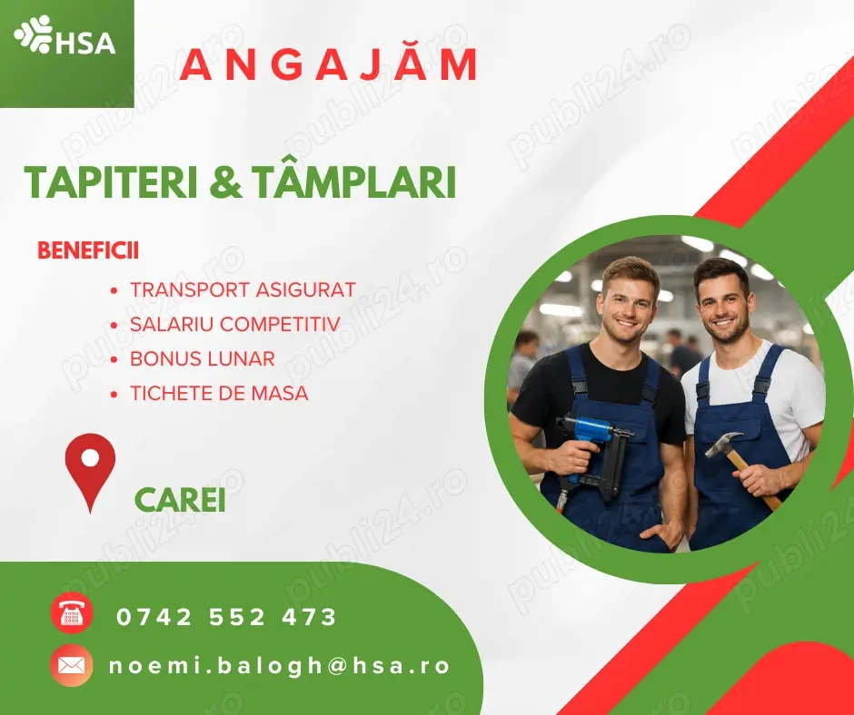 Angajam Tamplari Tapiteri la fabrica de canapele