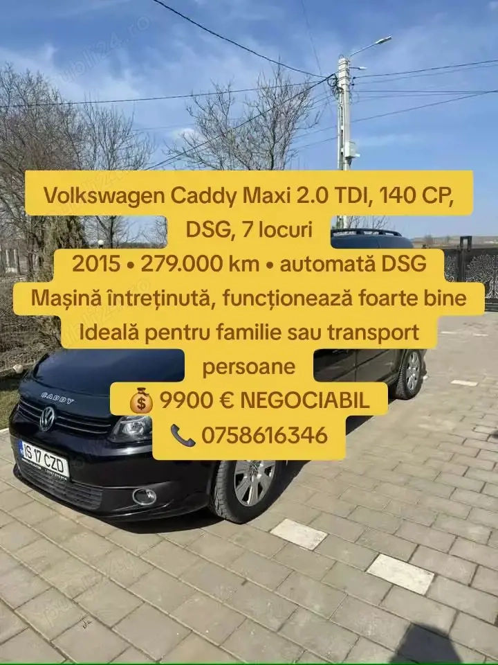 Volkswagen Caddy Maxi 2.0 TDI, 140 CP, DSG, 7 locuri