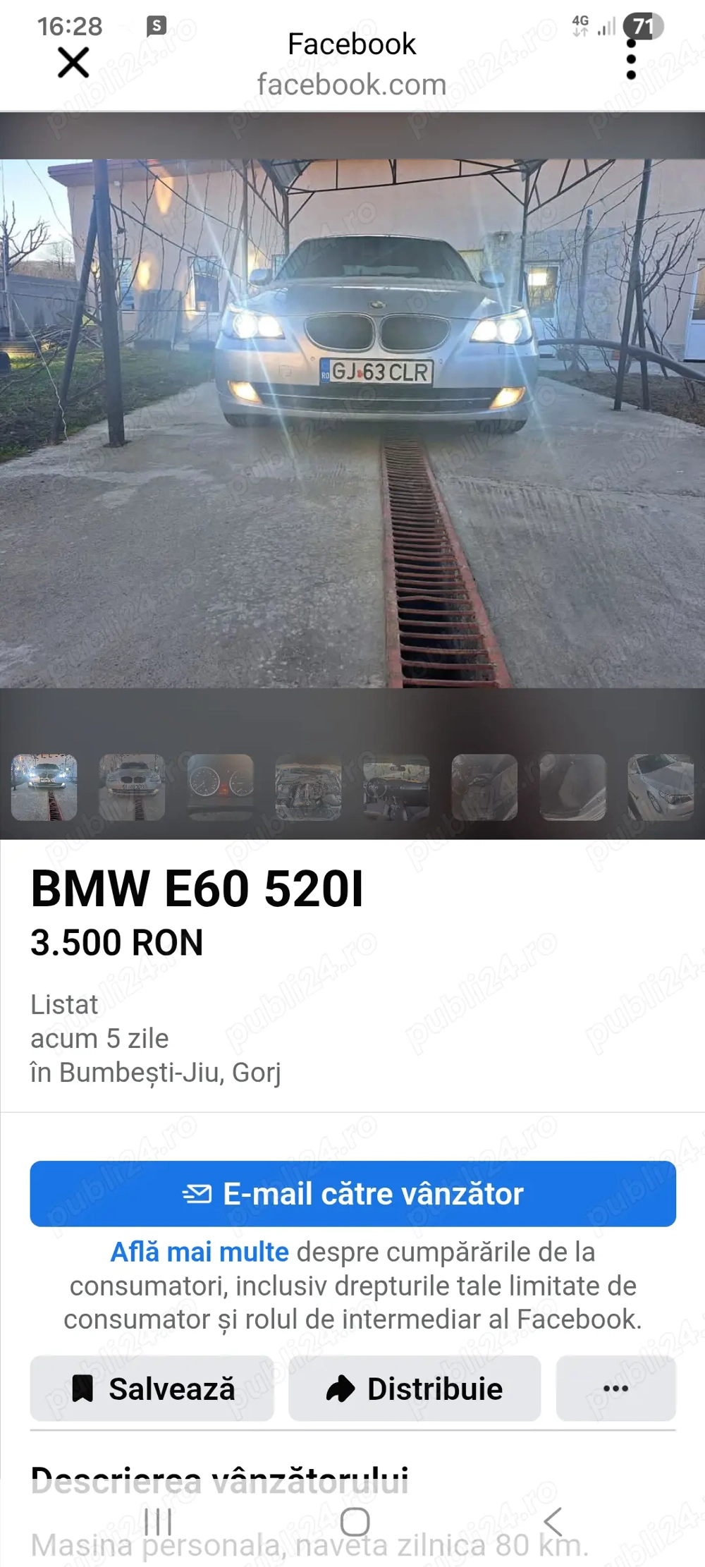 Vand BMW 520 benzina si gpl stare exceptionala fara defect.