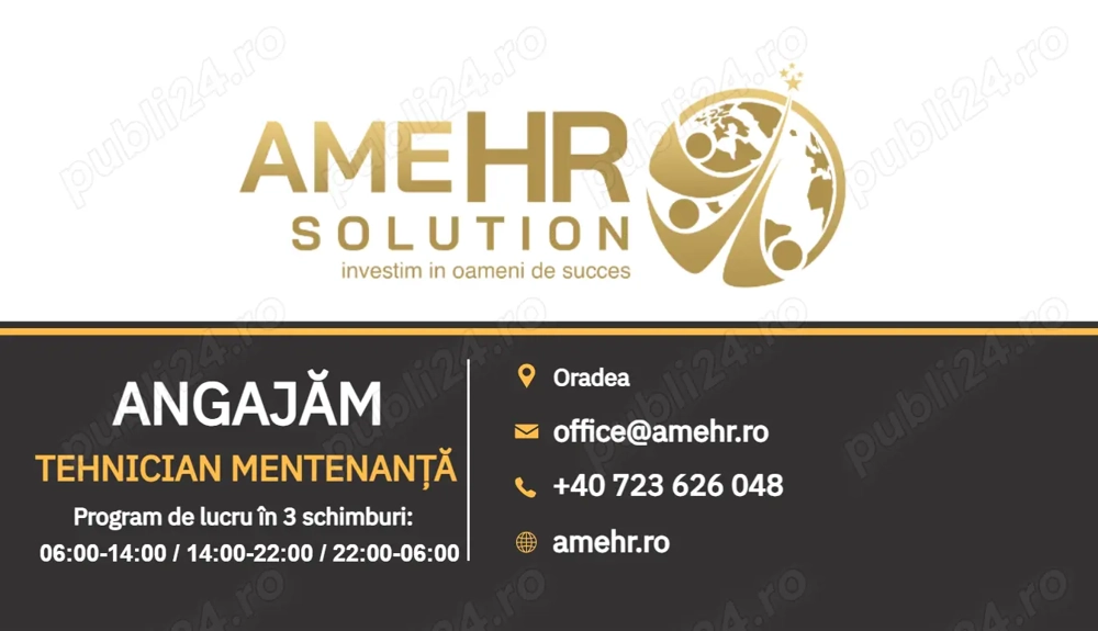 ANGAJĂM URGENT Tehnician mentenanță