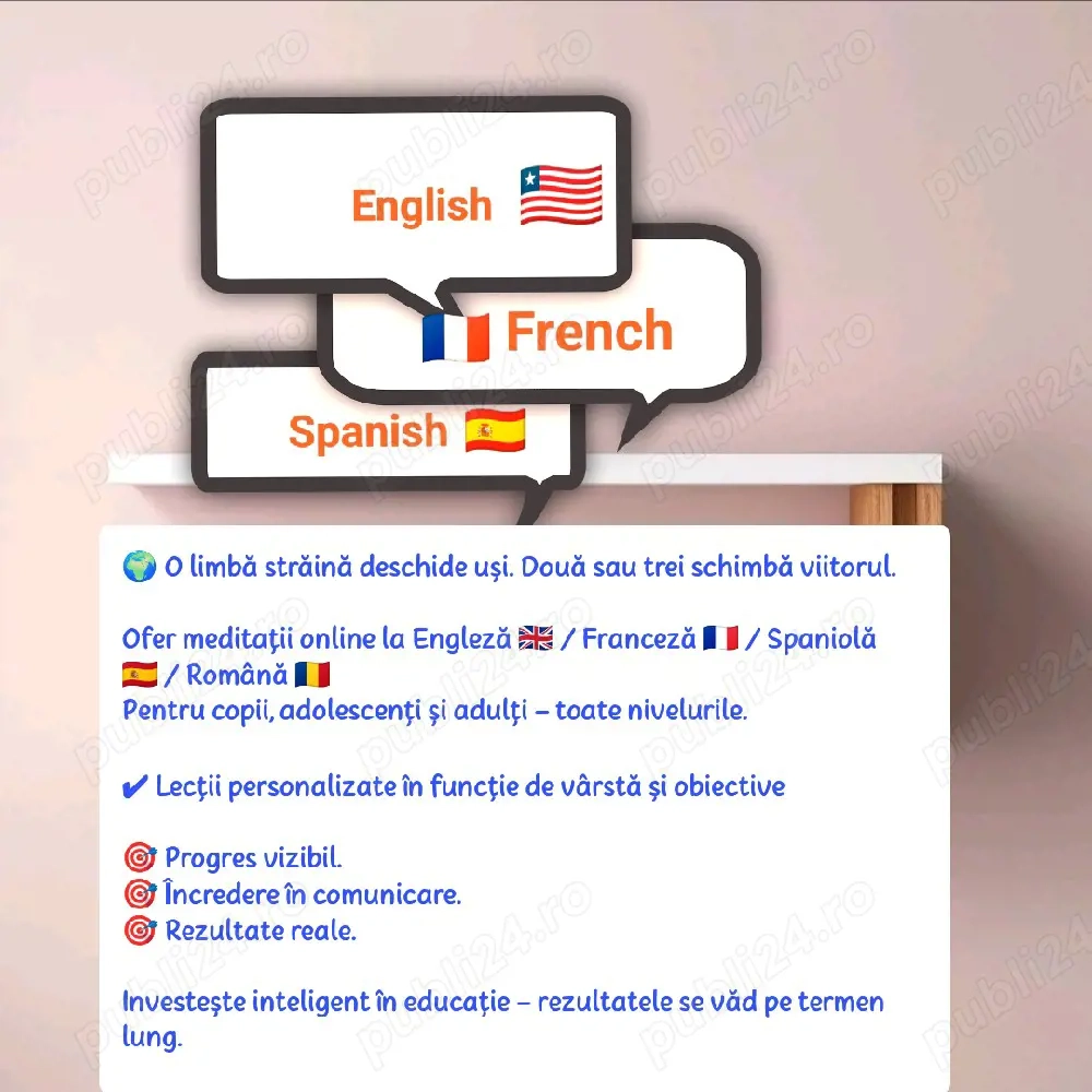 Cursuri Meditatii pentru copii si adulți Lb Engleza Franceza Spaniola Limba romana