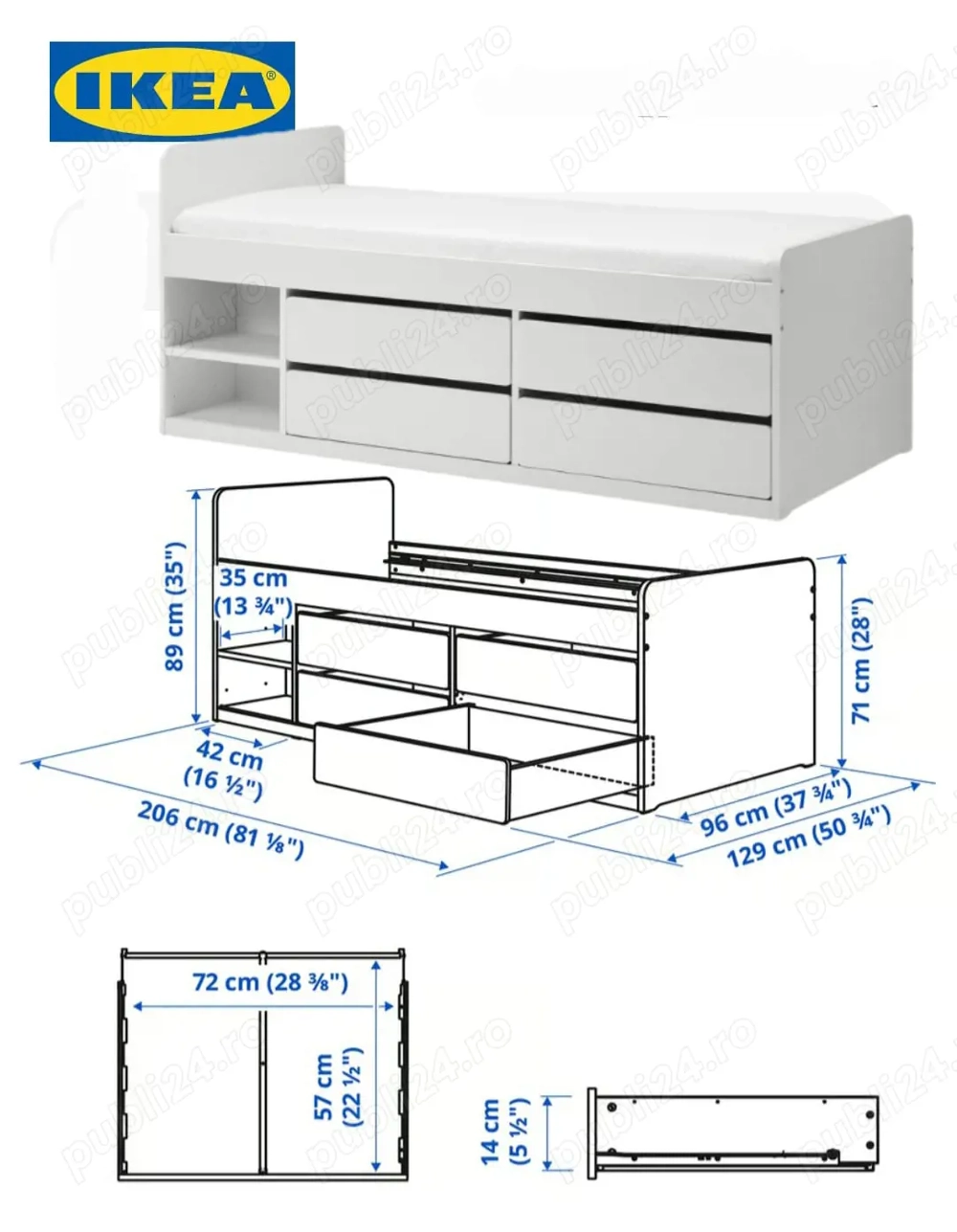 Vând pat de o persoană de la Ikea 90x200 cu saltea inclusa la prețul de 900ron