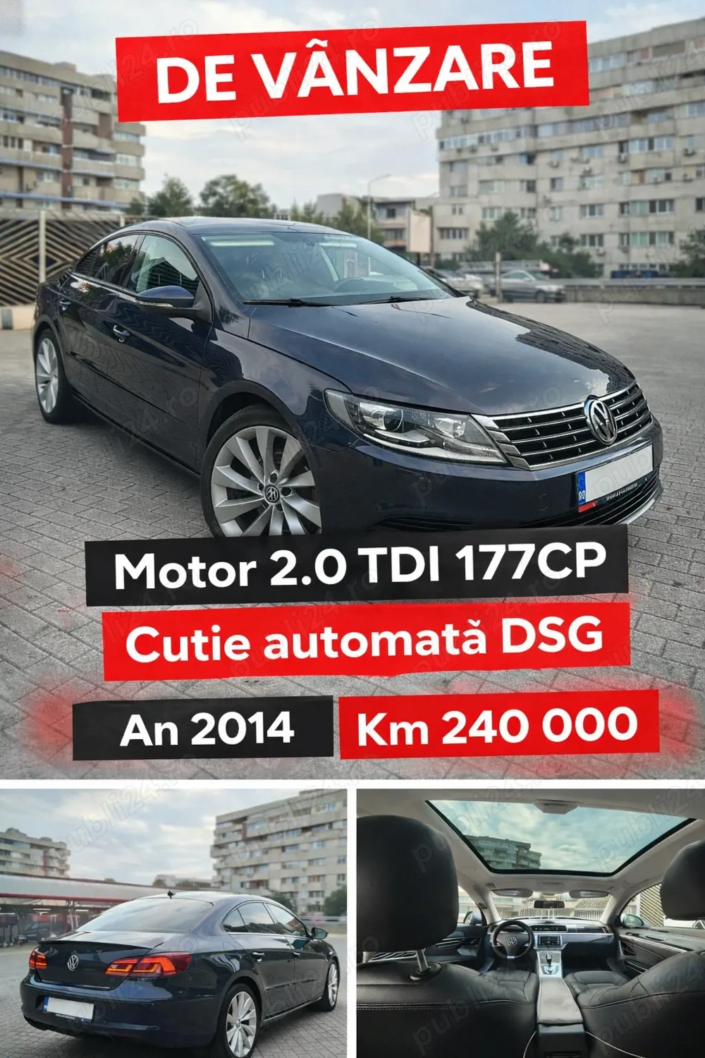 * Passat cc 2014 motor 2.0 tdi 177 cp automat panoramic