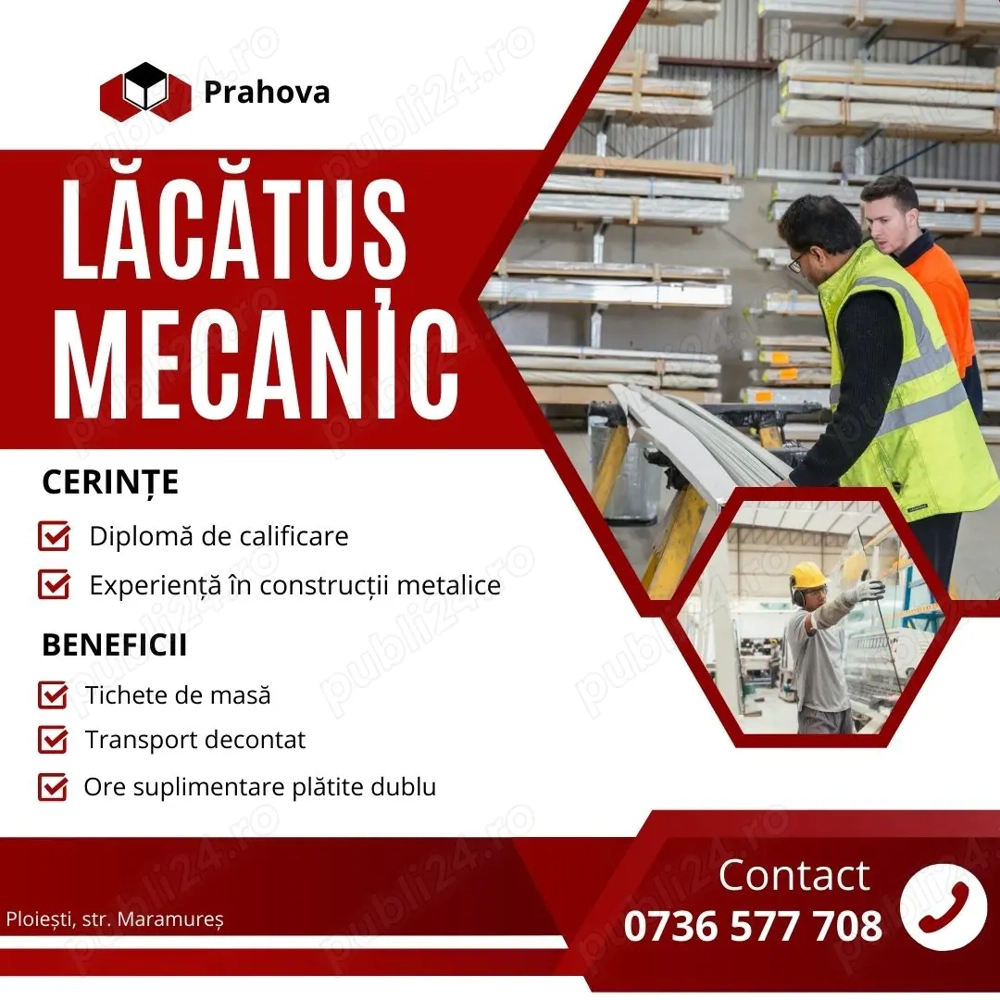Recrutam Lacatus Mecanic- Puchenii Mari