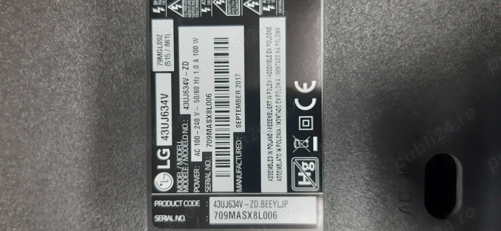 Tv Led lg 43uj634  Main eax67133404(1.0) Sursa eax67209001(1.5) displai spart
