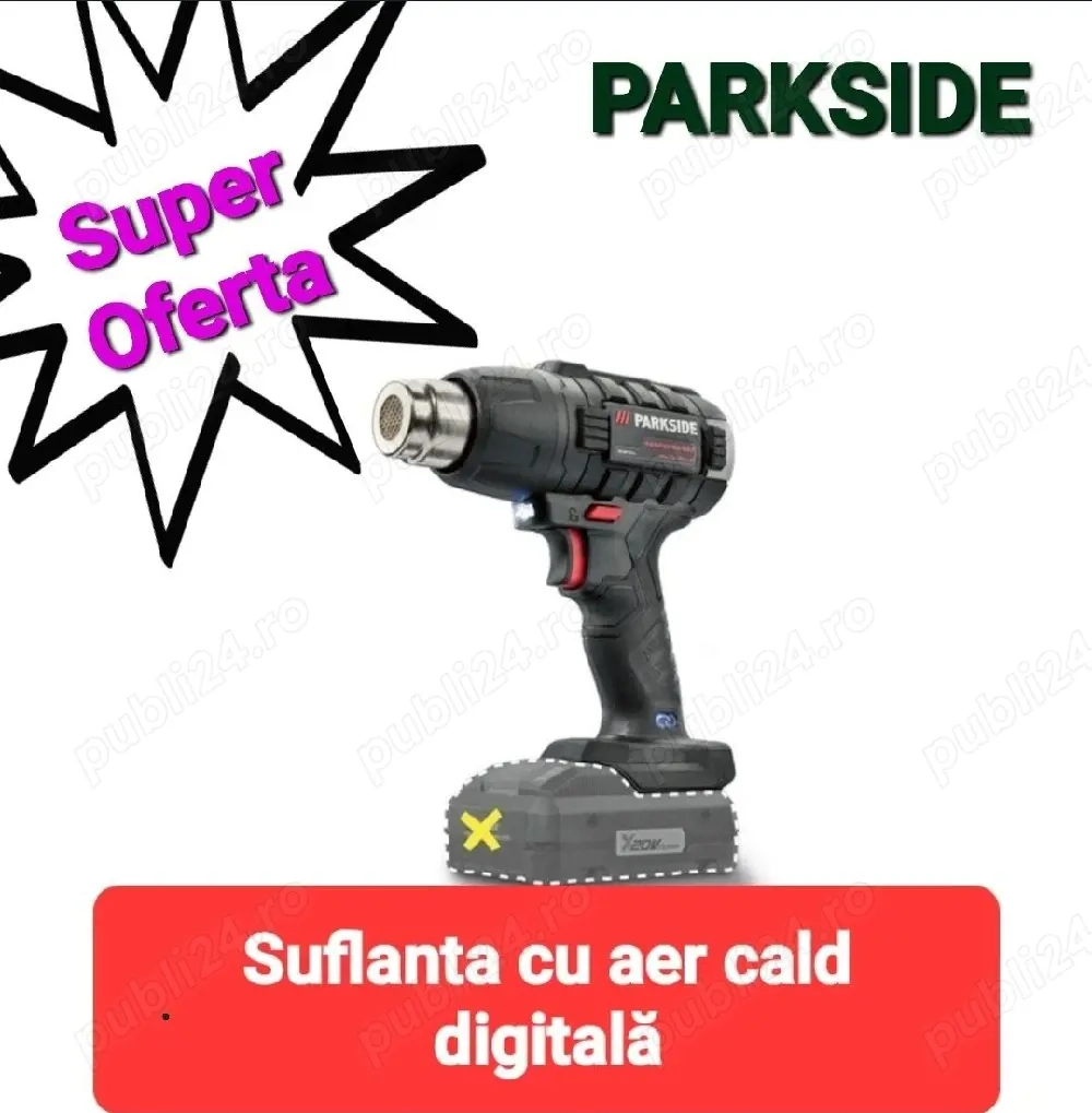 Parkside Suflanta cu aer cald digitala pe acumulator