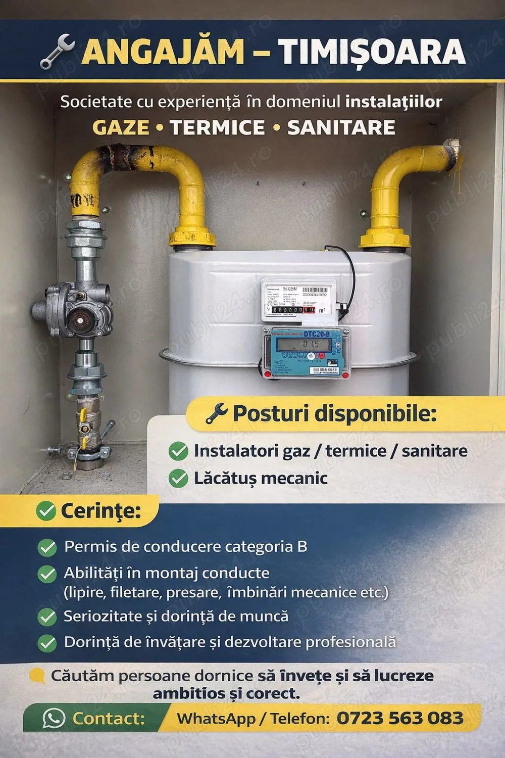 Cautam Instalatori - munictori calificati instalatii - Sudori - gaze termice sanitare - Permis cat.B