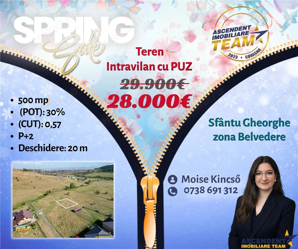 Teren intravilan cu PUZ, 500 mp, zona Belvedere, Sfantu Gheorghe