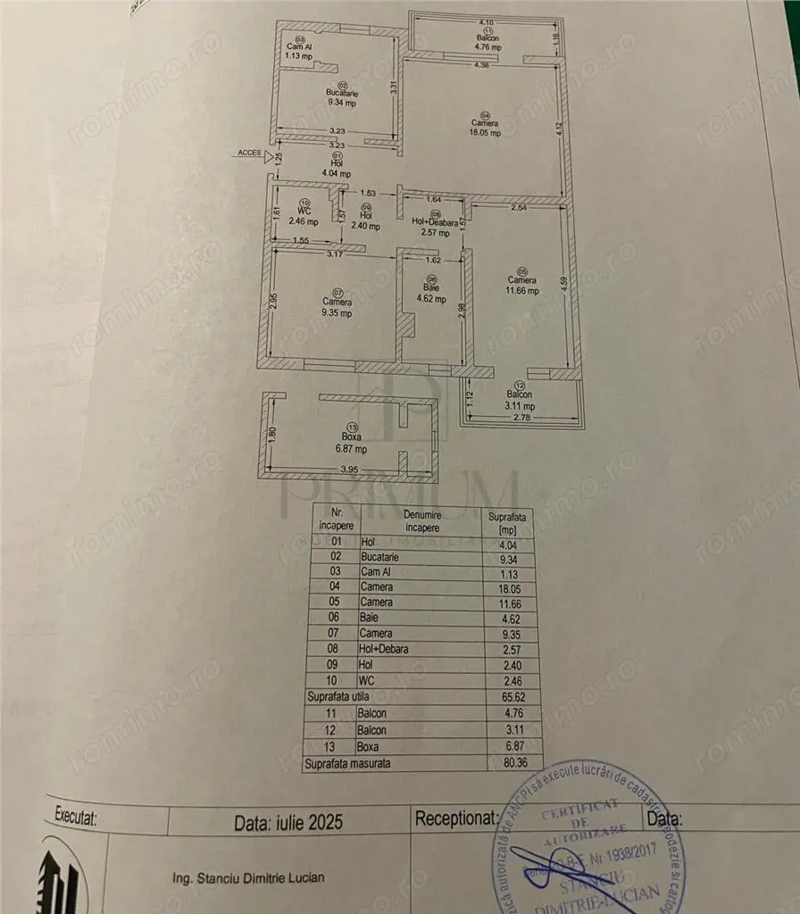 SIMION BARNUTIU - 3 CAM - DECOMANDAT - 2 BAI - 2 BALCOANE - BOXA - CENTRALA AC
