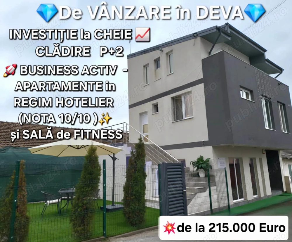  SPATIU Comercial -Cladire P+2 INVESTIȚIE LA CHEIE în DEVA, de la 215.000 Euro