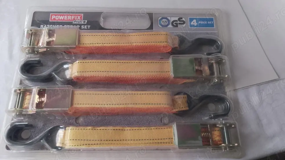Chingi ancorare marfa Powerfix 5m - Set 4 bucati - Noi Sigilate, cu Manual