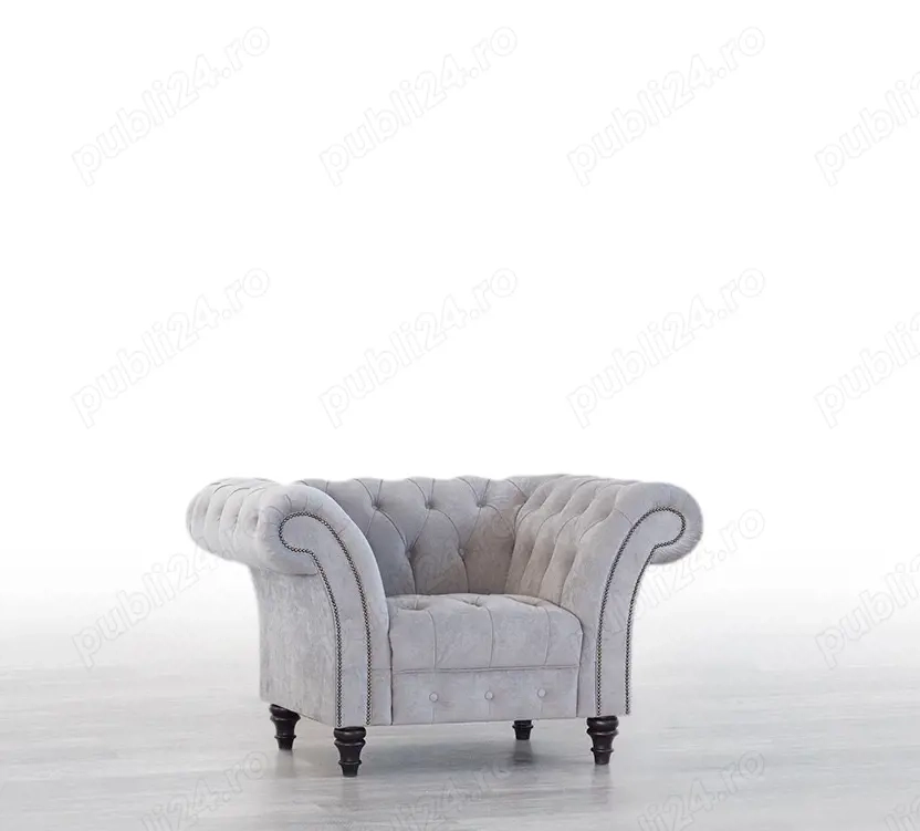Fotoliu gri Chesterfield