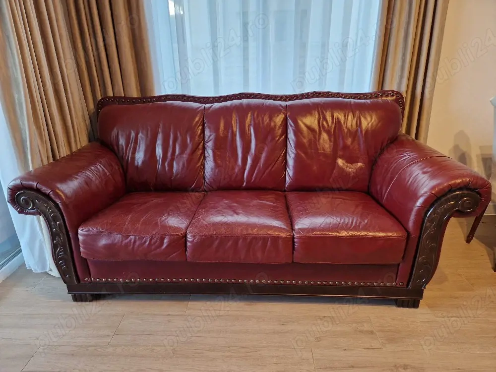 Canapea + fotoliu piele naturala (3+1)