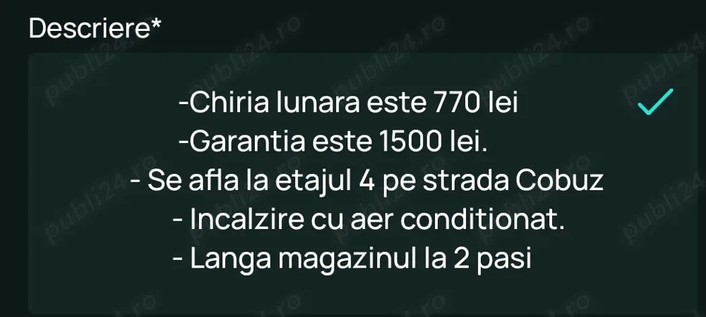 Garsoniera cu dormitor de inchiriat