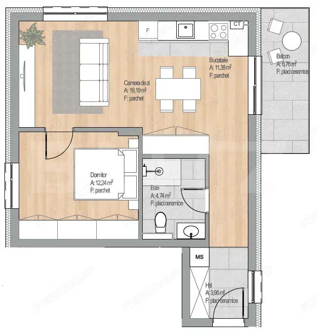 Apartament 2 camere, 50.51 mp, finisat nou, garaj, zona Cetatii