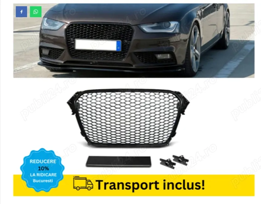 Grila Radiator Audi A4 B8.5 2011-2015 Fagure Negru lucios