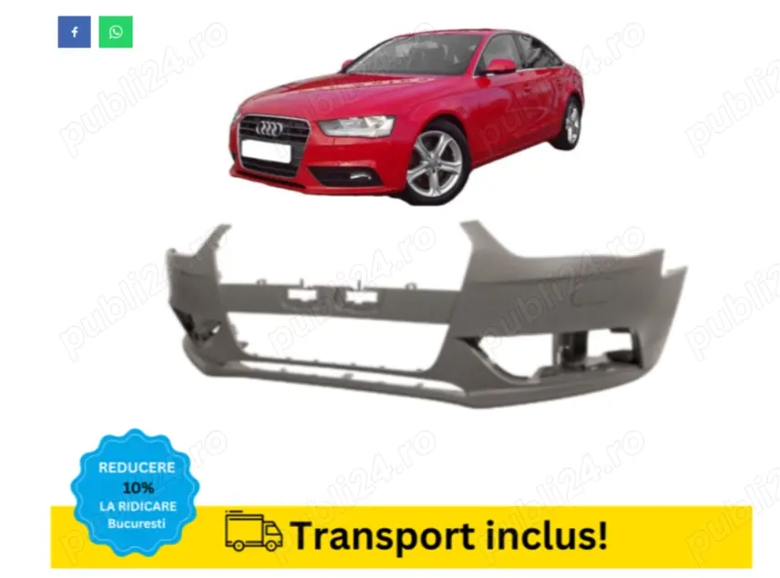 Bara fata Audi A4 B8.5 2011-2015 cu spalator far NEVOPSITA