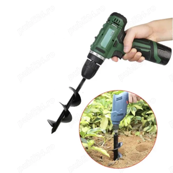 Burghiu spiralat pentru gradina, compatibil cu bormasina