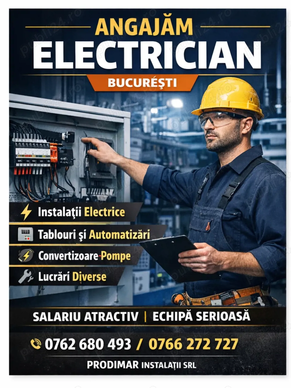 Angajam Electrician Autorizat in Bucuresti